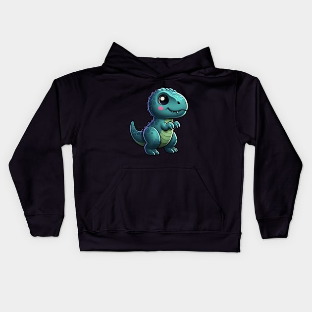 Cute Baby T-Rex Kids Hoodie by Alure Prints